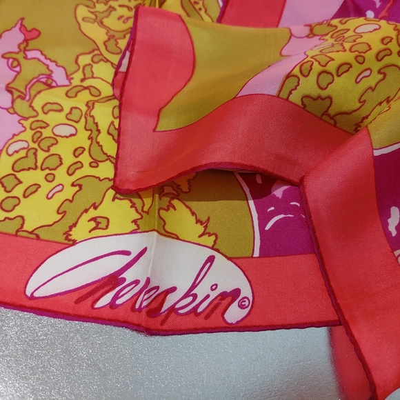 Vintage Silk Scarf Long Leopard Cat Cats Pop Art by Ron CHERESKIN 1970s Rare - Picture 12 of 12